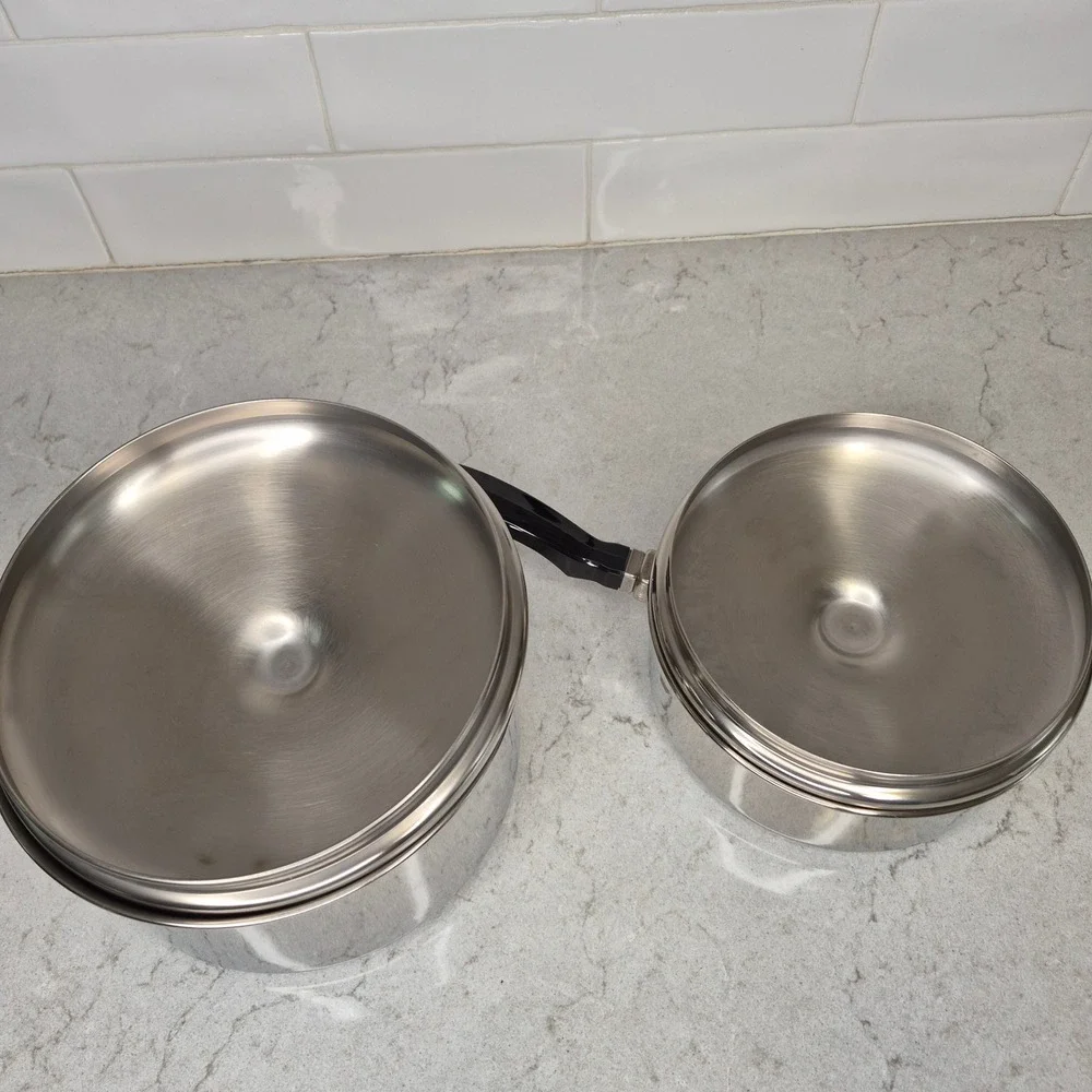 Vintage Farberware Saucepan Set Aluminum Clad 1.5qt 3qt Silver